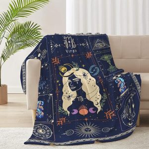 ARAHANT Virgo Constellation Astrology Blanket, Good Gift for Girl and Boy, Medium 60" x 50" for Teen, Lightweight Flannel Soft and Comfortable - Virgo Blanket for men
