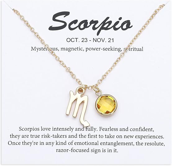 14k Gold Plated Zodiac Birthstone Crystal Pendant Necklace, Horoscope Sign Charm Necklace for Women Birthday Gift - Scorpio Products for men