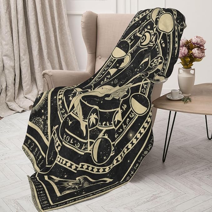 Aquarius Zodiac Blanket, Aquarius Zodiac Gifts for Women Moon Constellation Astrology Decor Witchy Gothic Soft Blanket 60"X50" - Aquarius Pillow for men