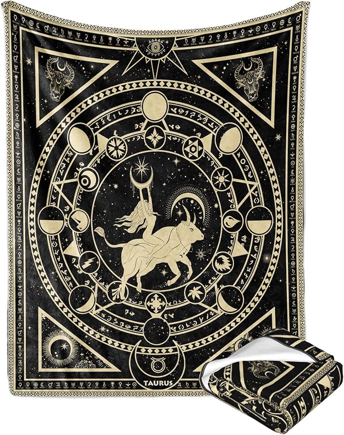 Taurus Zodiac Blanket, Taurus Zodiac Gifts for Women Moon Constellation Throw Blanket Astrology Decor Witchy Gothic Soft Blanket 60"X50" - Taurus Products for men
