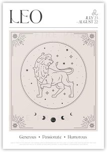 Abstract Leo Zodiac Wall Art Canvas, Lion Star Zodiac Print Canvas, Leo Tarot Card Print Canvas, Leo Star Sign Gift Canvas - Leo Canvas for men