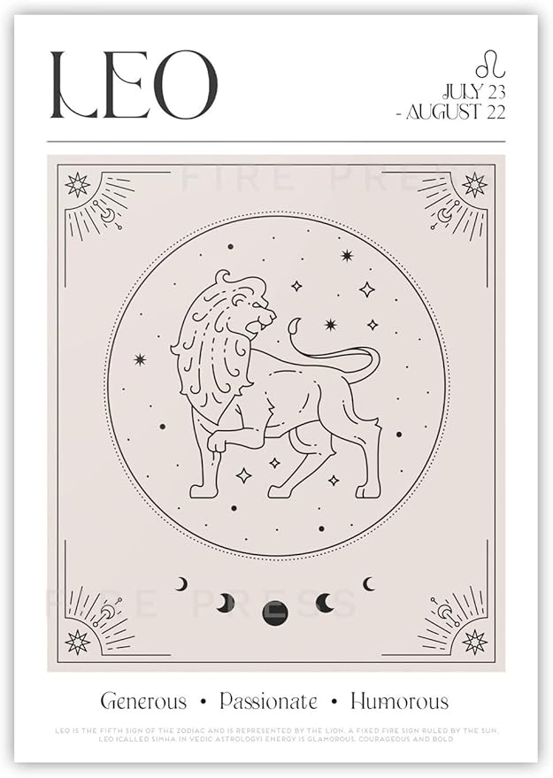Abstract Leo Zodiac Wall Art Canvas, Lion Star Zodiac Print Canvas, Leo Tarot Card Print Canvas, Leo Star Sign Gift Canvas - Leo Canvas for men