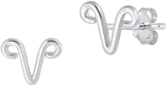 925 Sterling Silver Zodiac Sign Stud Earrings - Aries Ring for men