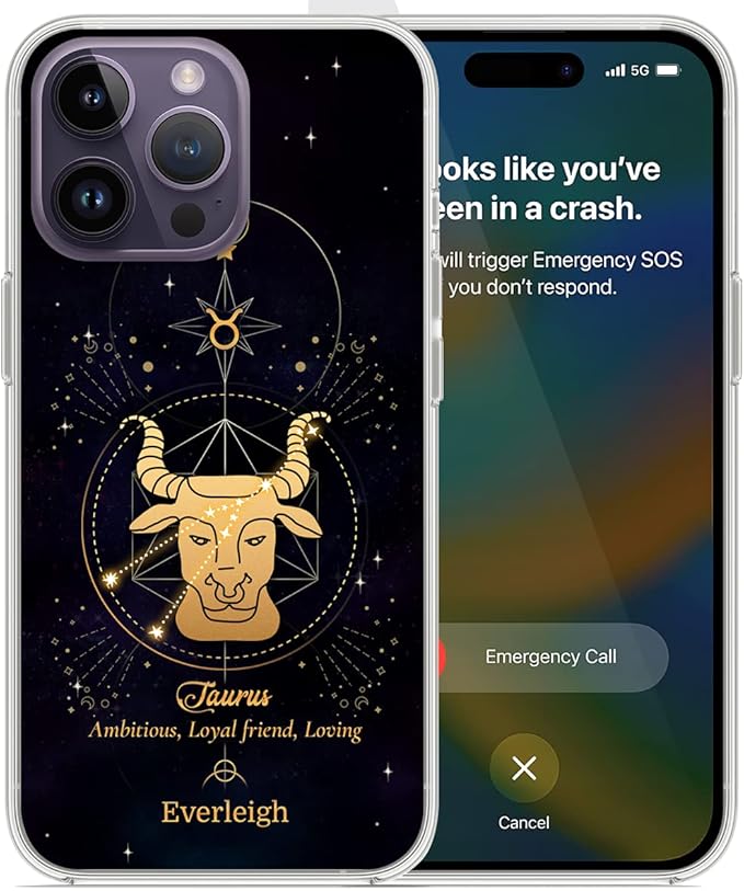 Custom Zodiac Taurus Sign Astrology Horoscope Phone Case Compatible with Series 17 16 15 14 13 12 11 XR X XS 8 7 Plus Mini Pro Max Customized Cases Cover Birthday - Taurus Phone Case for men