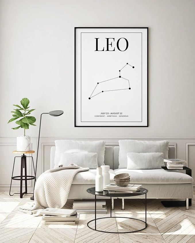 Leo Zodiac Print Wall Art Home Decor Canvas, Astrology Star Sign Canvas, Zodiac Printable Art Canvas, Leo Zodiac Gift For Friend Canvas - Leo Canvas for men