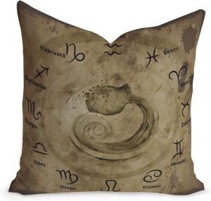 16x16in Star Zodiac Horoscope Cushion Covers Aquarius Sofa Pillows Aquarius Zodiac Farmhouse Decor Velvet Check Pillow with Zippe for Bedroom Sofa Couch Birthday Gift to Astronomy Lover - Aquarius Pillow for men