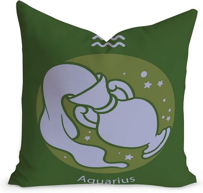 16x16in Zodiac Constellations Astrology Throw Pillow Cushion Aquarius Throw Pillow Cover Aquarius Zodiac Nursery Decor Modern Velvet Pillow Case with Zippe for Office Car Chair Sofa - Aquarius Pillow for men