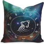 18x18in Zodiac Star Constellation Cushion Cover Aquarius Sofa Pillows Aquarius Zodiac Farmhouse Velvet Pillow Cases with Zippe for Living Room Bedroom Birthday Gift to Astronomy Lover - Aquarius Pillow for men