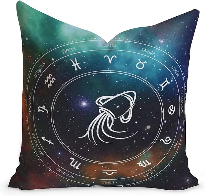 18x18in Zodiac Star Constellation Cushion Cover Aquarius Sofa Pillows Aquarius Zodiac Farmhouse Velvet Pillow Cases with Zippe for Living Room Bedroom Birthday Gift to Astronomy Lover - Aquarius Pillow for men