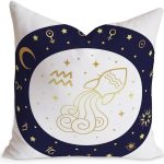 18x18in Star Zodiac Horoscope Sofa Cushion Cover Aquarius Throw Pillow Cover Aquarius Zodiac Nursery Decor Modern Velvet Accent Pillow with Zippe for Office Car Chair Sofa Birthday New Home Gift - Aquarius Pillow for men