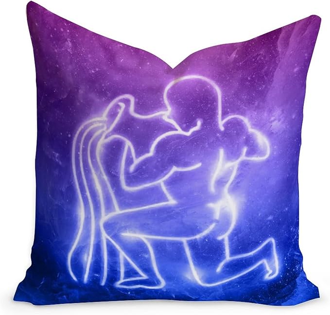 16x16in Zodiac Symbols Horoscope Cushion Covers Aquarius Throw Pillow Covers Aquarius Zodiac Farmhouse Velvet Pillowcases with Zippe for Living Room Bedroom Birthday Gift to Astronomy Lover - Aquarius Pillow for men