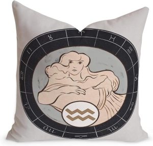 18x18in Zodiac Constellation Gift Cushion Cover Aquarius Throw Pillow Cover Aquarius Zodiac Home Decor Velvet Euro Sham Pillow with Zippe for Living Room Bedroom Birthday Gift to Astronomy Lover - Aquarius Pillow for men