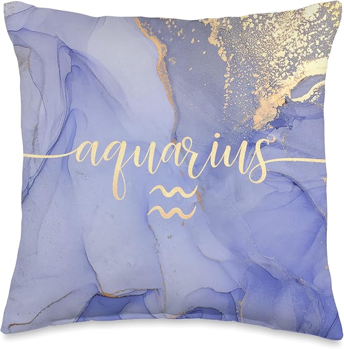 Aquarius Star Zodiac Sign Constellation Astrology Purple Throw Pillow - Aquarius Pillow for men