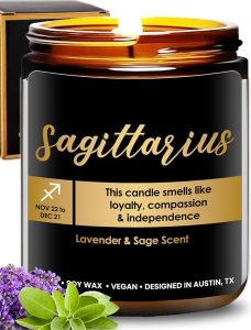 Sagittarius Candle, Unique Zodiac Candles, Thoughtful Sagittarius Gifts for Women, Zodiac Signs Gifts for Men, Lovers of Astrology Gift for Her, Ideal Birthday Presents for Him, Christmas, Gift Ready - Sagittarius Home Decor for men
