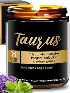 Taurus Zodiac Candle, Unique April Birthday Gifts for Women, Ideal Astrology Gifts for Taurus Lovers, Zodiac Gift for Women & Men, Best Presents for Birthday, Christmas, Special Occasions, Gift Ready - Taurus Products for men