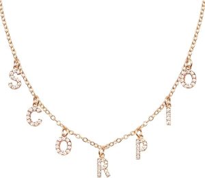 xo, Fetti Zodiac Scorpio Necklace, 14" Choker, Gold Pave, Charm Letter Cubic Zirconia Jewelry | Horoscope Birthday Gift, BFF Friend Gift, Bday - Scorpio Products for men