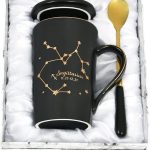 YHRJWN - Sagittarius Mug, Zodiac Sign Star Birthday Gift for Sagittarius 14 Oz Black (Gift Box, Lid) - Sagittarius Home Decor for men