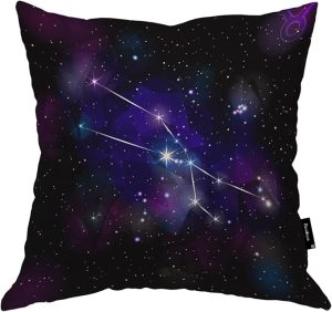 Taurus Constellation Decorative Throw Pillows Covers, Cosmos Galaxy Space Triangle Stars Throw Cushion Cover Cotton Linen Pillowcases for Bedroom Sofa Living Room, 18x18 Inch - Taurus Pillow for men