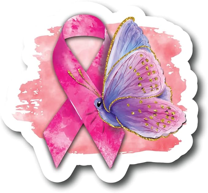 Cancer Ribbon Butterfly | Breast Cancer Awareness Month | Great Gift Idea|Single |5 Inch Magnet | Made in The USA | Car Auto Tool Box RefrigeratorMagnet | FBMMAG11699 - Cancer Car Accessories for men