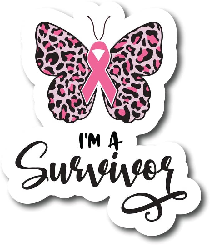 I'm A Survivor | Butterfly | Breast Cancer Awareness Month | Great Gift Idea|Single |5 Inch Magnet | Made in The USA | Car Auto Tool Box RefrigeratorMagnet | FBMMAG11703 - Cancer Car Accessories for men