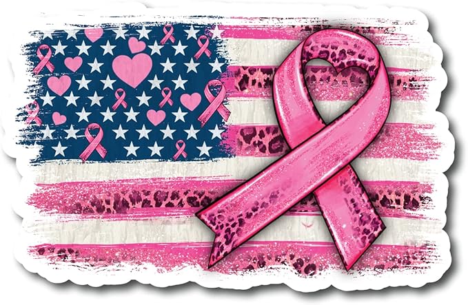 American Flag Ribbon |Breast Cancer Awareness Month | Great Gift Idea|Single |5 Inch Magnet | Made in The USA | Car Auto Tool Box RefrigeratorMagnet | FBMMAG11692 - Cancer Car Accessories for men