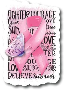 Pink Ribbon | Fighter,Courage,Survivor... Breast Cancer Awareness Month | Great Gift Idea|Single |5 Inch Magnet | Made in The USA | Car Auto Tool Box RefrigeratorMagnet | FBMMAG11706 - Cancer Car Accessories for men