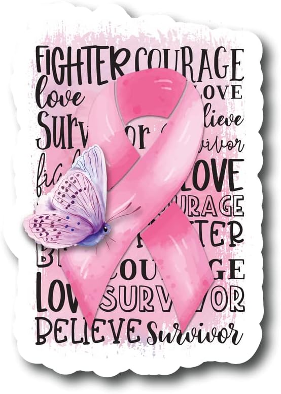 Pink Ribbon | Fighter,Courage,Survivor... Breast Cancer Awareness Month | Great Gift Idea|Single |5 Inch Magnet | Made in The USA | Car Auto Tool Box RefrigeratorMagnet | FBMMAG11706 - Cancer Car Accessories for men