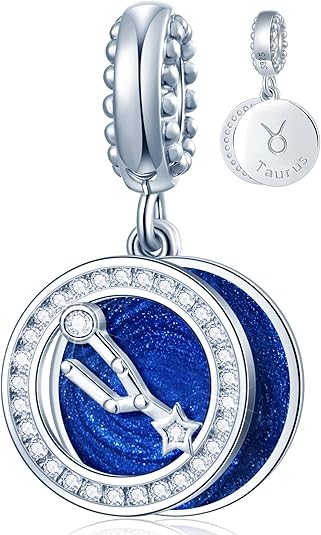 Zodiac Sign Charms for Charm Bracelets - 925 Sterling Silver Necklace Pendants, 12 Constellation/Horoscope Star Dangle - Dangling Birthstone Beads, Birthday Gifts for Women/Men. - Taurus Products for men