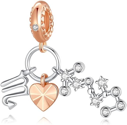 NINGAN Zodiac Charms Rose Gold 925 Sterling Silver Dangle CZ Birthstone Beads Charms for women Bracelet Birthday Gifts - Scorpio Accessories for men