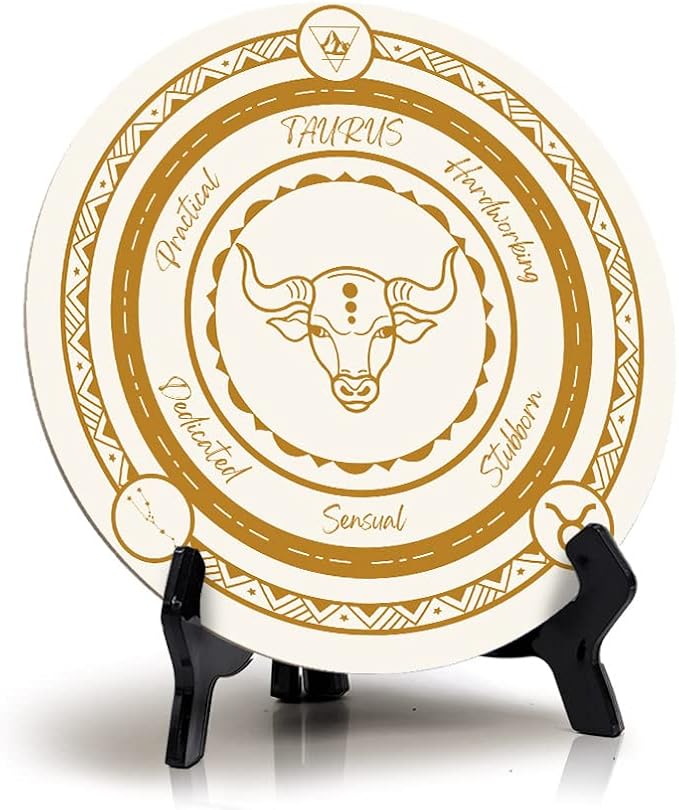 Taurus Zodiac Circle Table Sign (5x5") - Taurus Products for men