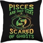 Pisces Are Not That Scared Of Ghosts - Zodiac Signs Throw Pillow - Pisces Pillow for men