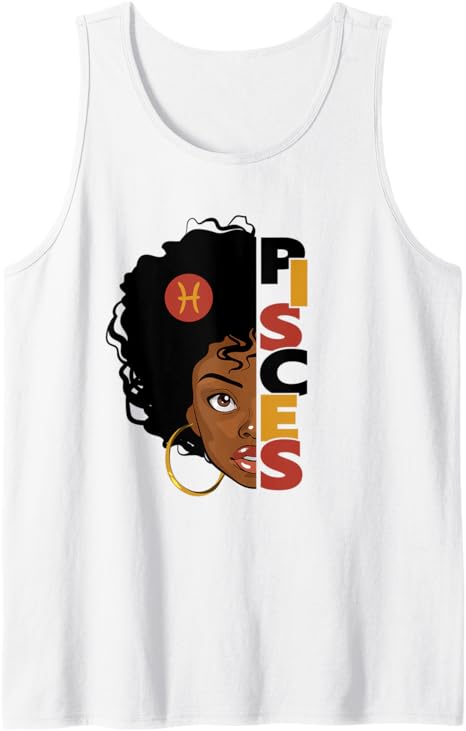 Afro Girl Zodiac Sign Tops ... - Pisces T-Shirt for men
