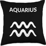 ZODIAC SIGN MERCH Aquarius Zodiac Sign Throw Pillow, 18x18, Multicolor - Aquarius Pillow for men