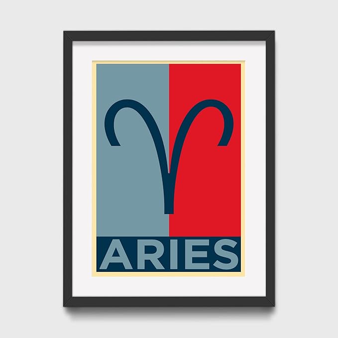 A4 Framed Ready to Hang - Aries Star Sign Poster Photo Art Print - Original 'Hope' Design - Airies - Aries Poster for men