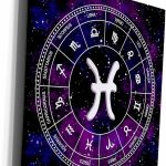 3dRose Museum Grade Canvas Wrap - Pisces Zodiac sign stylish astrology gift. White stars on purple Alexis Design - Zodiac - Pisces Canvas for men
