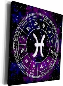3dRose Museum Grade Canvas Wrap - Pisces Zodiac sign stylish astrology gift. White stars on purple Alexis Design - Zodiac - Pisces Canvas for men