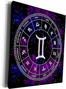 3dRose Museum Grade Canvas Wrap - Gemini Zodiac sign stylish astrology gift. White stars, purple space Alexis Design - Zodiac - Gemini Canvas for men