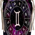3dRose Gemini Zodiac sign stylish astrology gift. White stars, purple... - Wine Bags (wbg-364164-1) - Gemini Canvas for men