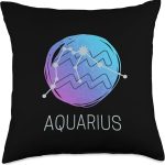 Aquarius Zodiac Star Sign Watercolor Horoscope Constellation Throw Pillow - Aquarius Pillow for men