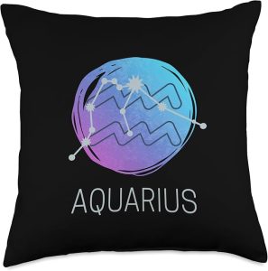 Aquarius Zodiac Star Sign Watercolor Horoscope Constellation Throw Pillow - Aquarius Pillow for men