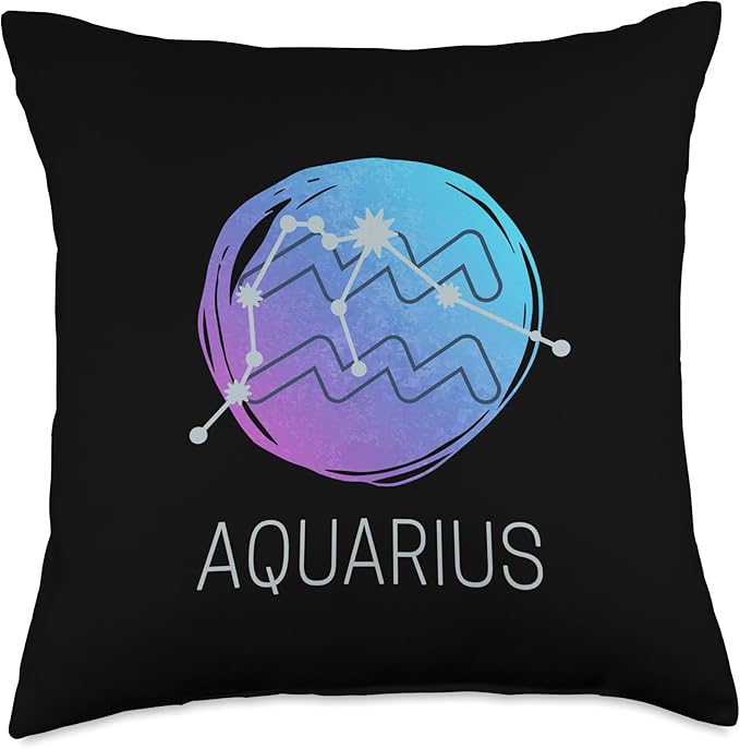 Aquarius Zodiac Star Sign Watercolor Horoscope Constellation Throw Pillow - Aquarius Pillow for men