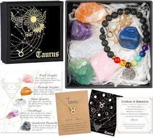 Hihealer Zodiac Gifts for Women, Spiritual Gifts, Zodiac Gifts, Astrology Gifts for Women, Horoscope Gifts with Birthstone, Healing Stone Gifts, Unique Birthday Gifts for Women - Taurus Products for men