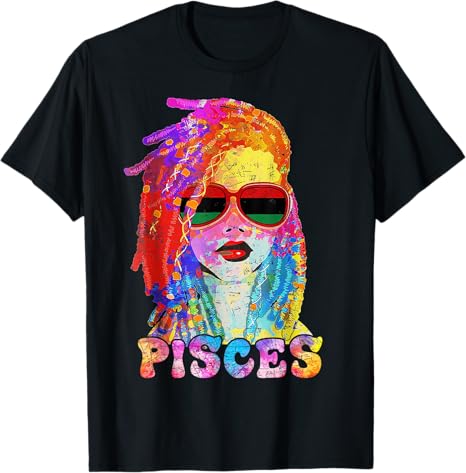 Queen Loc'd Hair Art Afro Black Woman Tee - Pisces T-Shirt for men