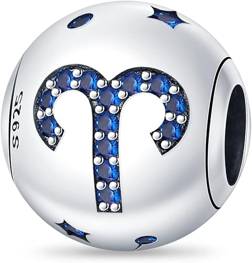 12 Zodiac Sign Birthday Charms 925 Sterling Silver Birthstone Charms Fits Women's Charm Bracelet Necklace Bangle Gifts for Womens Friends - Aries Bracelet for men