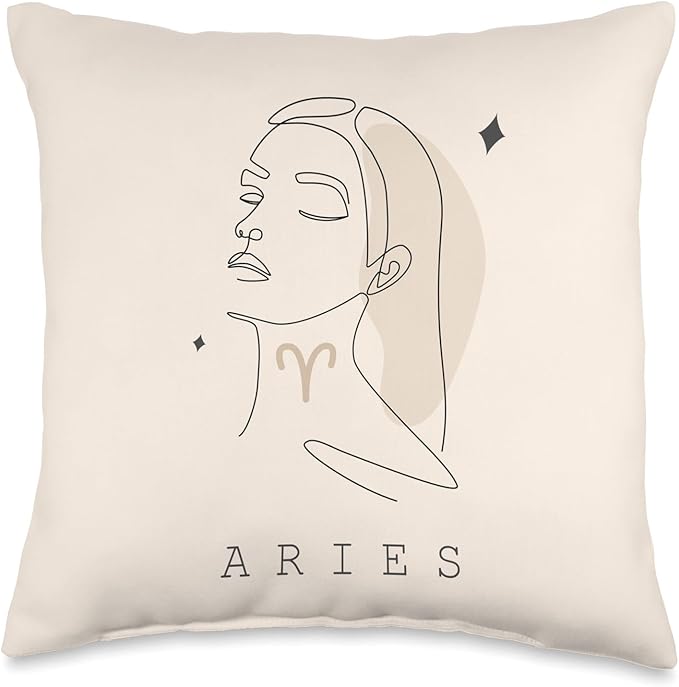 Zodiac Sign Aries Minimalistic Pastel Abstract Throw Pillow - Aries Pillow for men