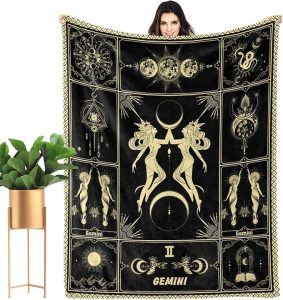 Gemini Blanket 12 Horoscope Astrology Bed Blankets Soft Cozy Personalized Flannel Throw Blankets 50"X40" - Gemini Blanket for men
