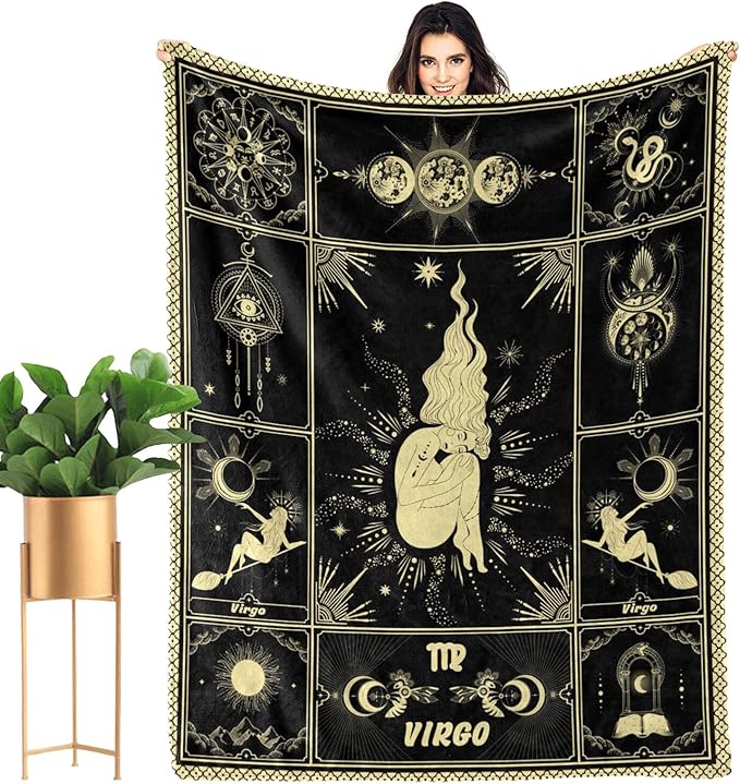 Virgo Blanket 12 Horoscope Astrology Bed Blankets Soft Cozy Personalized Flannel Throw Blankets 80"X60" - Virgo Blanket for men