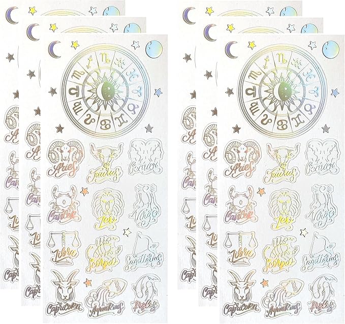 Paper House Productions Set of 6 Shiny Foil Enamel Effect Sticker Sheet for Crafts, Scrapbooking & Collecting - Astrology Zodiac Signs - Aries Sticker for men
