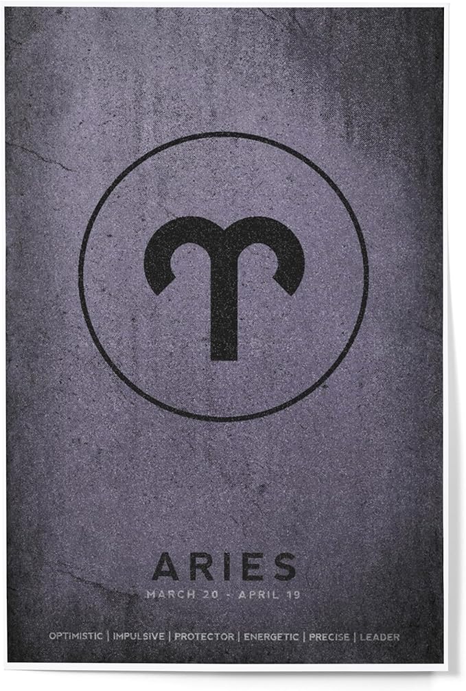 Lantern Press Aries, Astrological Sign, Zodiac (12x18 Art Print, Travel Poster Wall Decor) - Aries Poster for men