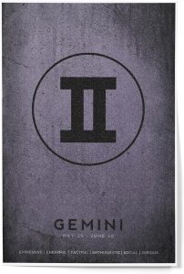 Lantern Press Gemini, Astrological Sign, Zodiac (12x18 Art Print, Travel Poster Wall Decor) - Gemini Canvas for men
